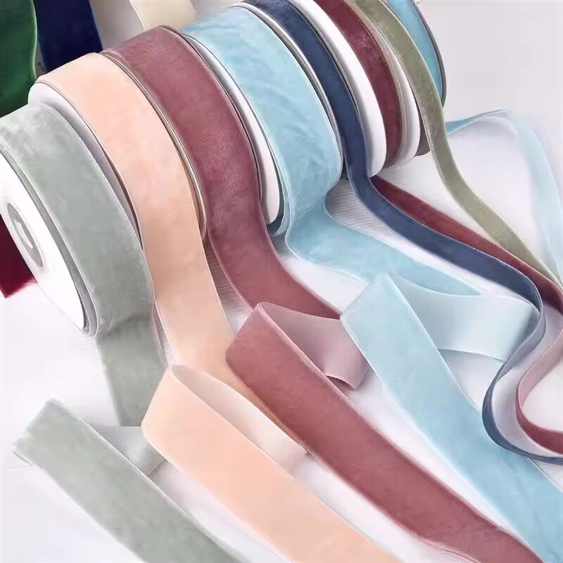 5Yards 1/2.5cm Velvet Ribbons Color Single Face Flocking DIY Handmade Bowknot Wedding Party Decorations For Gift Wrapping Fabric