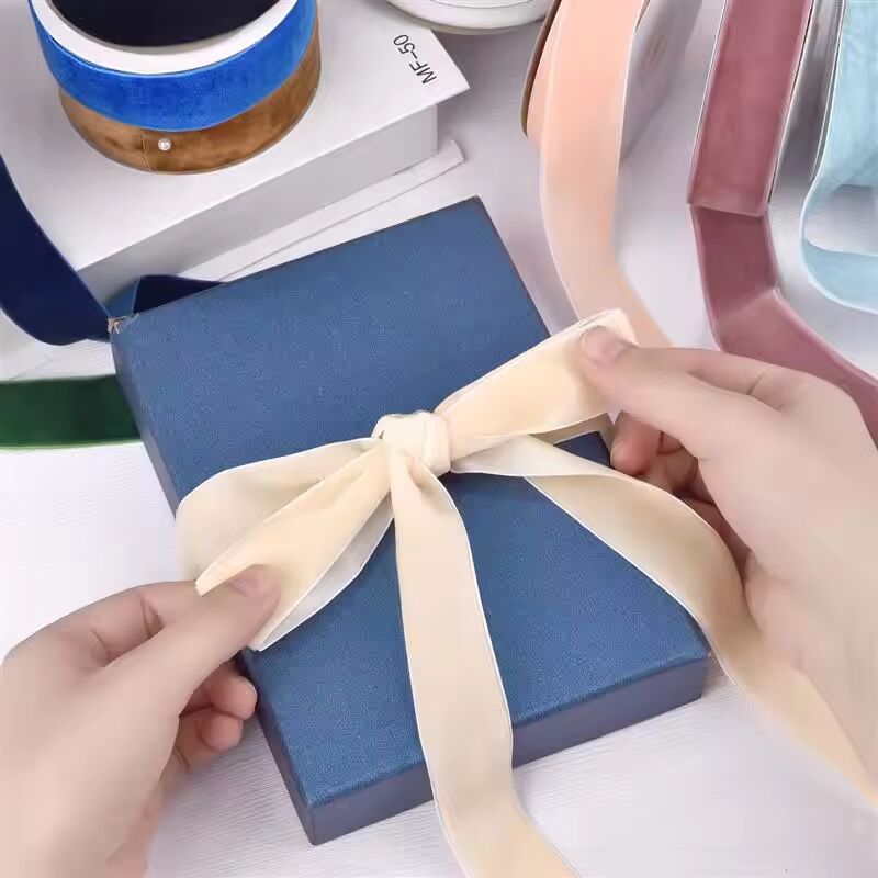 5Yards 1/2.5cm Velvet Ribbons Color Single Face Flocking DIY Handmade Bowknot Wedding Party Decorations For Gift Wrapping Fabric