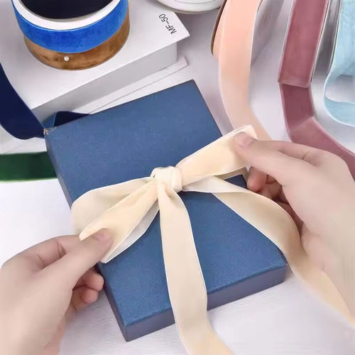 5Yards 1/2.5cm Velvet Ribbons Color Single Face Flocking DIY Handmade Bowknot Wedding Party Decorations For Gift Wrapping Fabric