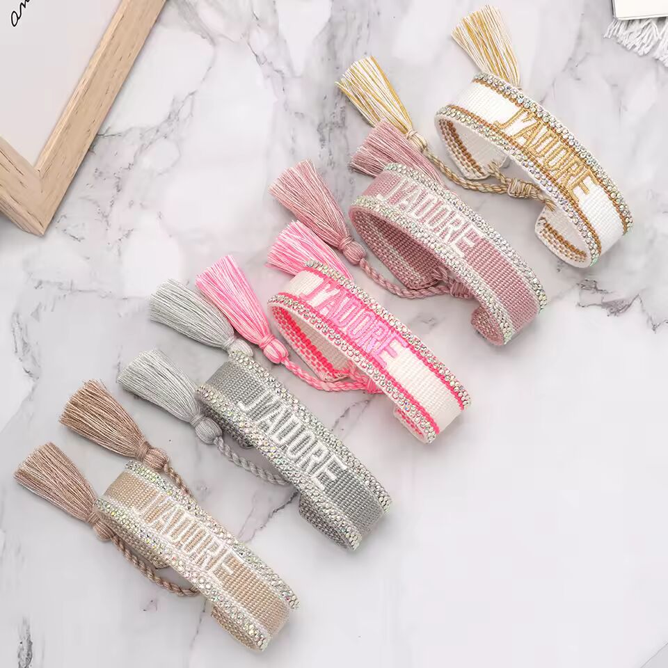 Woven Crystal Friendship Bracelets Stackable Jewelry Summer Beach Holiday Vibes