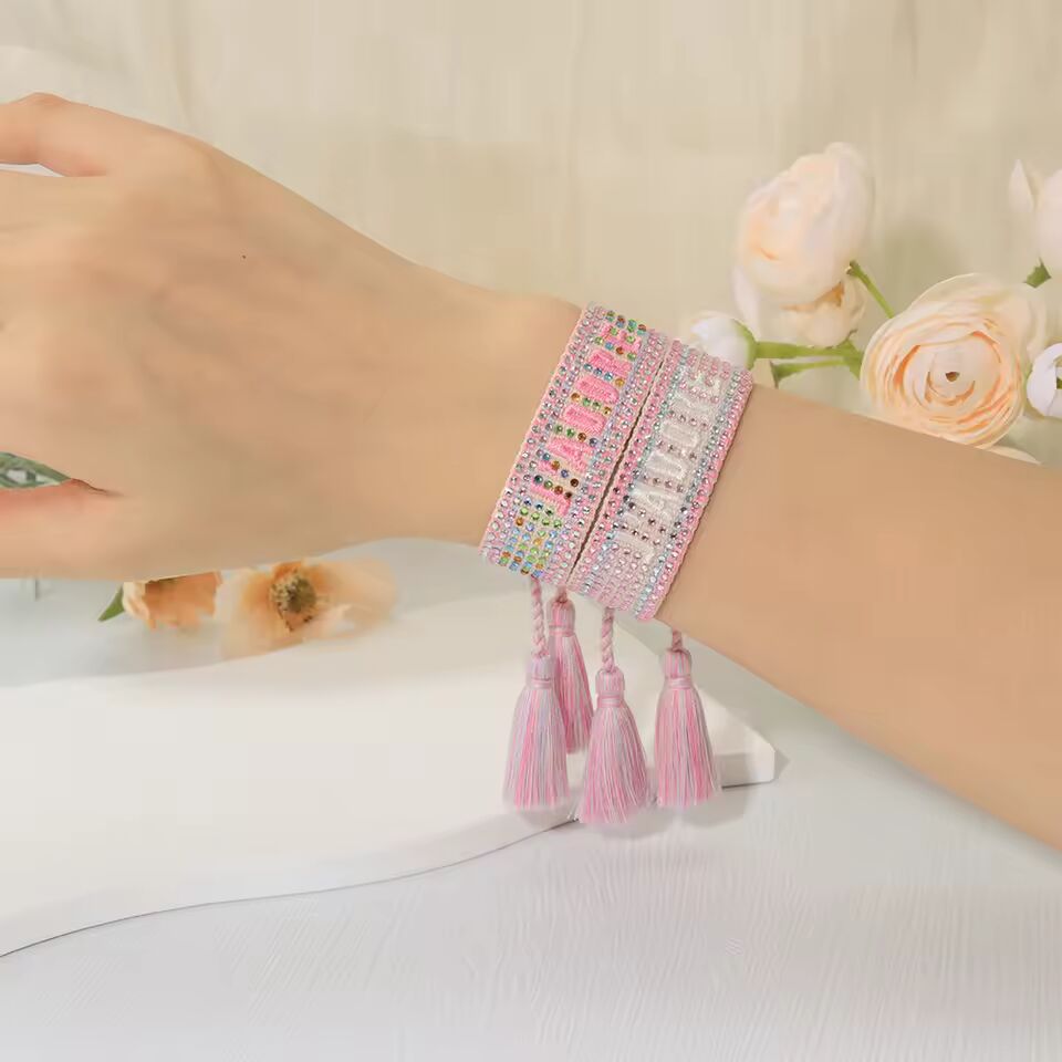 Woven Crystal Friendship Bracelets Stackable Jewelry Summer Beach Holiday Vibes